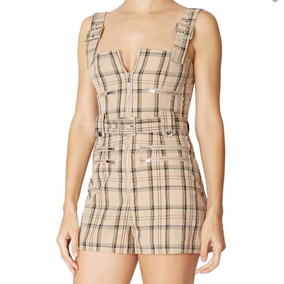 WeWoreWhat plaid belted romper - Picture 5 of 6